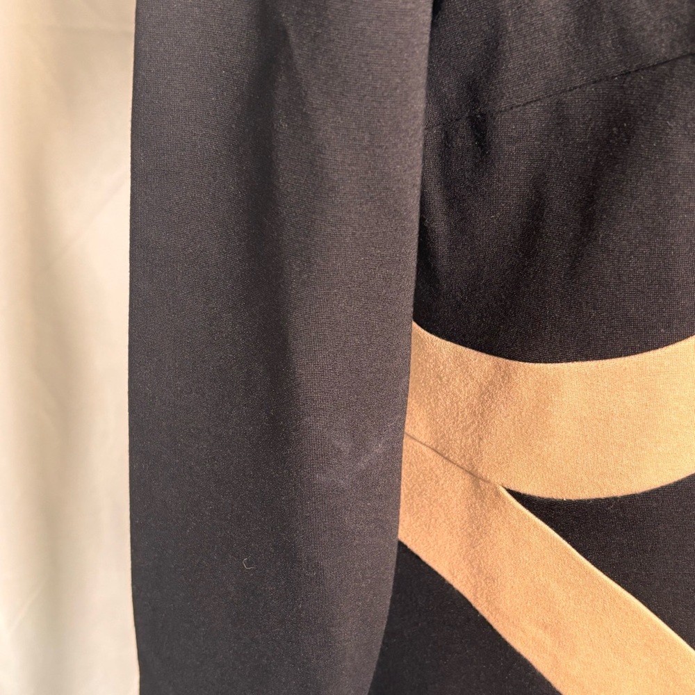Scapa Lauren Pierre Black Tan Colorblock Bodycon Sheath Dress Long Sleeve Size M - Picture 7 of 7